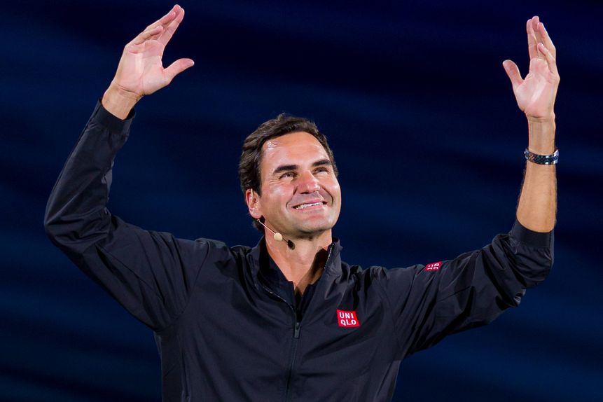 O ex-tenista Roger Federer foi uma das muitas figuras que esteve no Super Bowl.