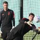 Thibaut Courtois e Koen Casteels a treinarem pela Bélgica