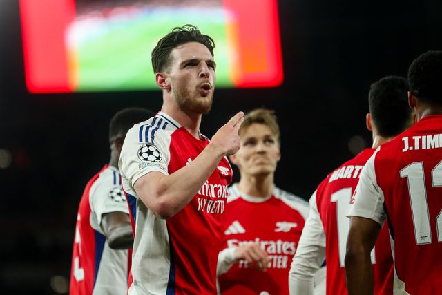 Declan Rice em grande noite com o Arsenal