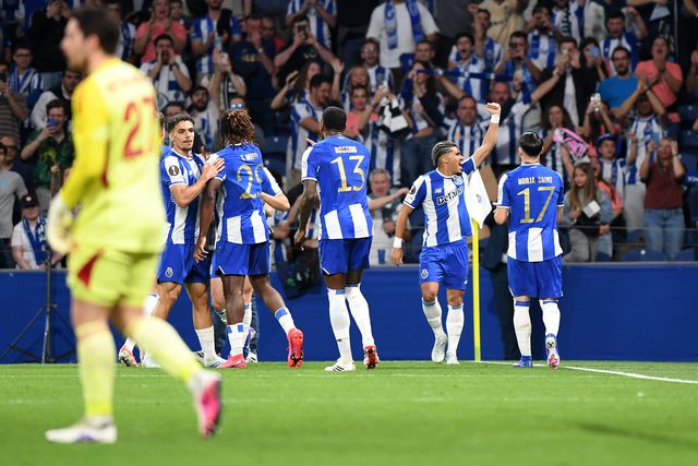 Jogadores do FC Porto comemoram o golo de William Gomes. Foto: Rogério Ferreira/Kapta+ (FC Porto-Nottingham Forest)