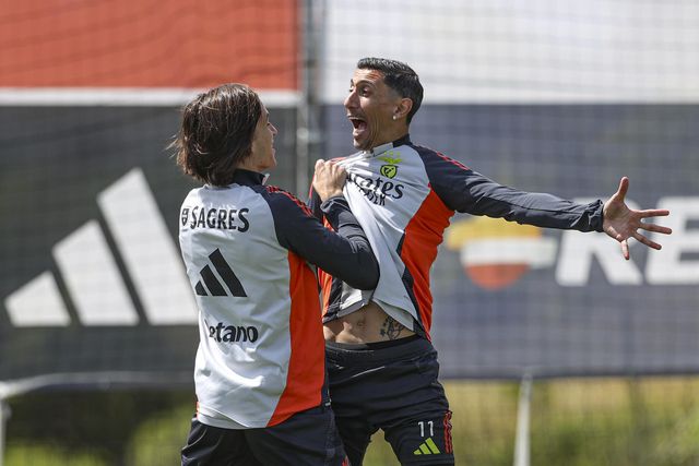 As imagens do treino do Benfica para o dérbi com o Sporting