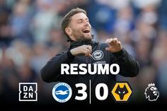 Brighton 'despacha' Wolverhampton e ainda sonha com a Europa (resumo)