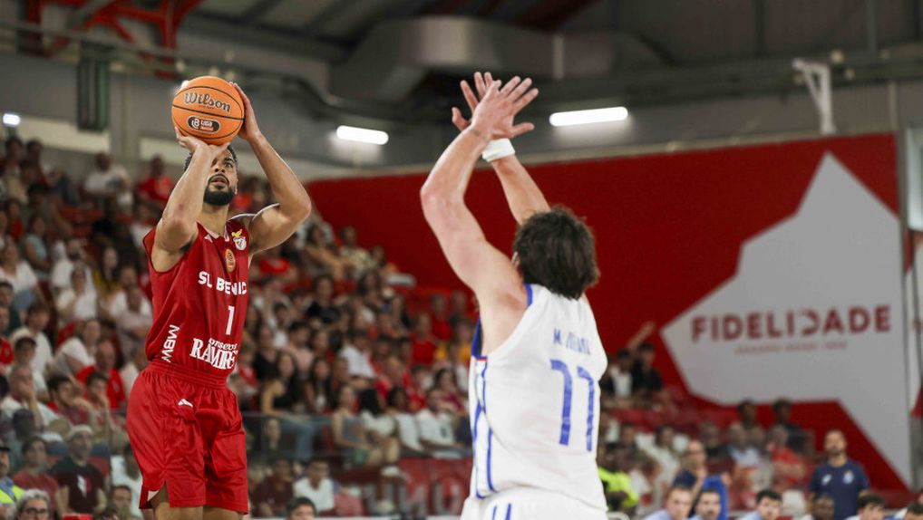 Broussard, jogador da equipa de basquetebol do Benfica, no jogo com FC Porto da final do play-off da Liga Betclic 2024-25. Foto SL Benfica