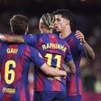 Gavi, Raphinha e Cancelo festejam golo do Barcelona