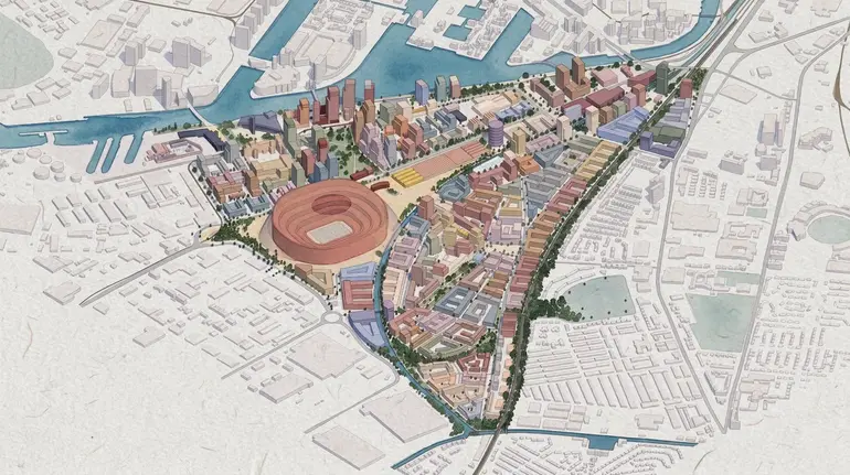 Projeto do novo estádio do Manchester United e zona envolvente