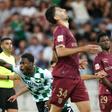 Nile John encheu o campo e apontou o primeiro golo do Moreirense na receção ao SC Braga — Foto: Hugo Delgado/LUSA