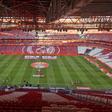 A visão da bancada de imprensa do Estádio da Luz antes do Benfica-Ac. Viseu