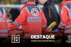 Momento de apreensão em Dortmund: grego sentiu-se mal e teve de sair de maca