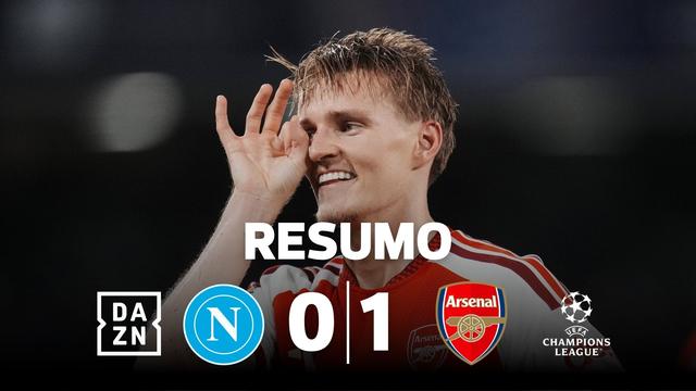 Golaço de Odegaard dá vitória ao Arsenal em Nápoles (resumo)