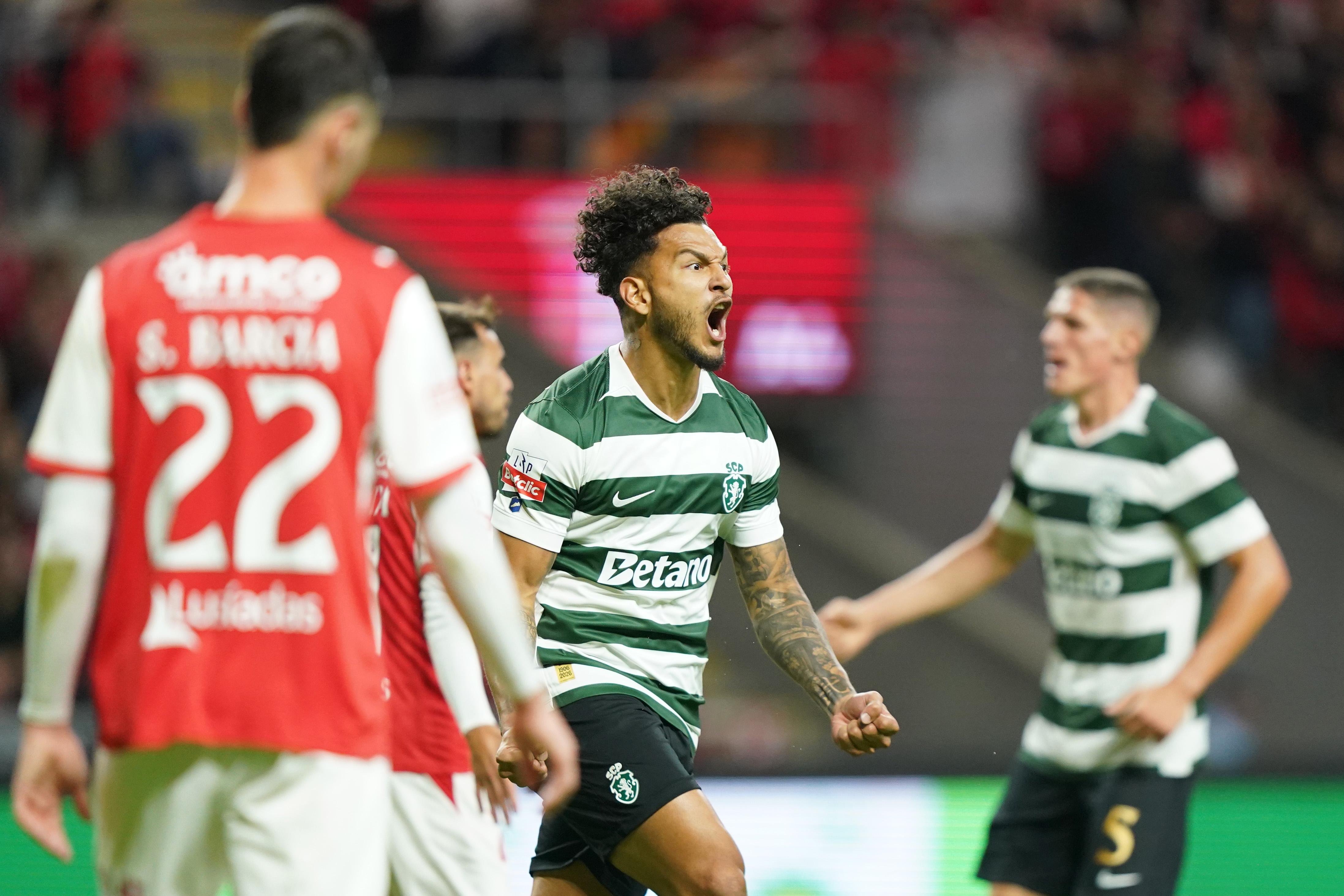 Suárez marcou o primeiro golo do Sporting. Foto: Hugo Delgado/LUSA (SC Braga-Sporting)