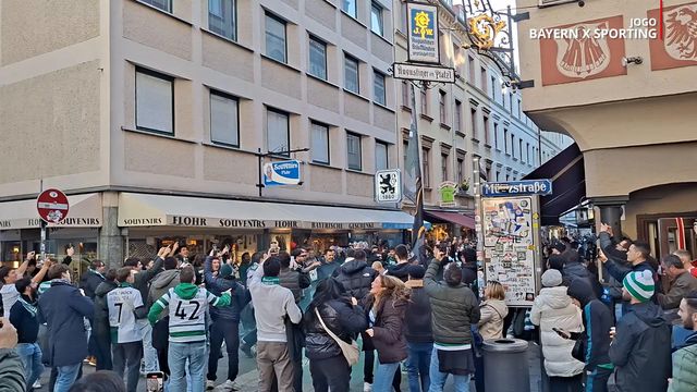 Gargantas afinadas nas ruas de Munique: adeptos do Sporting fazem a festa