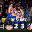 Atlético Madrid vence em Eindhoven num grande jogo (resumo)