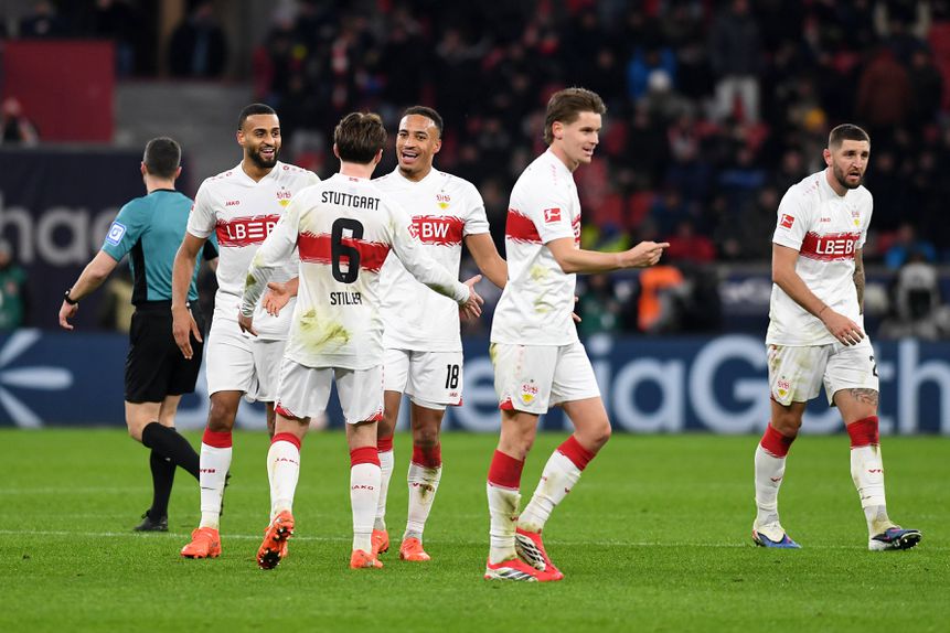 Festejos do Estugarda frente ao Leverkusen