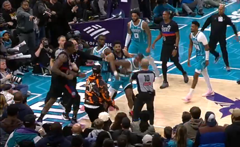 Confusão no encontro entre Hornets e Pistons