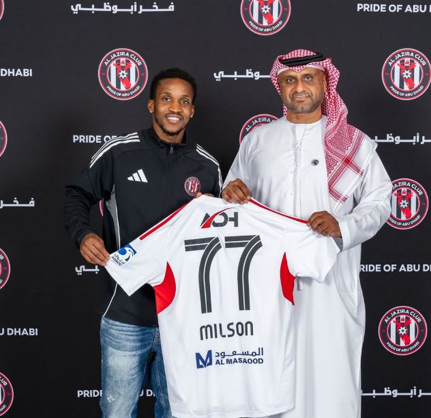 Felício Milson, internacional angolano, oficialmente apresentado como jogador do Al Jazira. Vai vestir a camisola 77