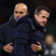 Marco Silva com Pep Guardiola antes do Fulham-Manchester City