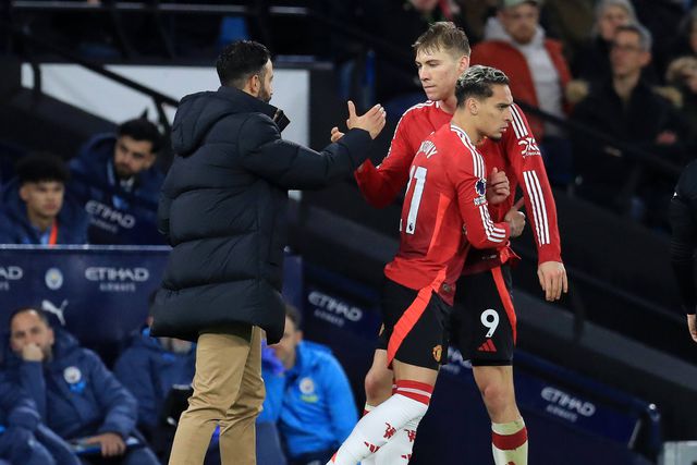 Ruben Amorim com Hojlund e Antony