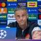 Luis Enrique na conferência de imprensa de antevisão ao jogo do PSG com o Liverpool, em Anfield