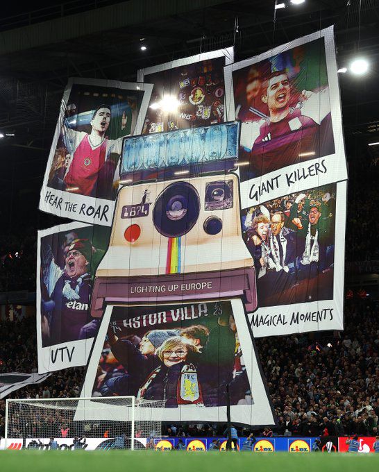 Aston Villa-Bologna (Liga Europa, 25 de setembro de 2025)
Apresenta uma câmara antiga rodeada de fotografias com momentos marcantes do clube, celebrando a história europeia e os grandes feitos da equipa.
FOTO: X