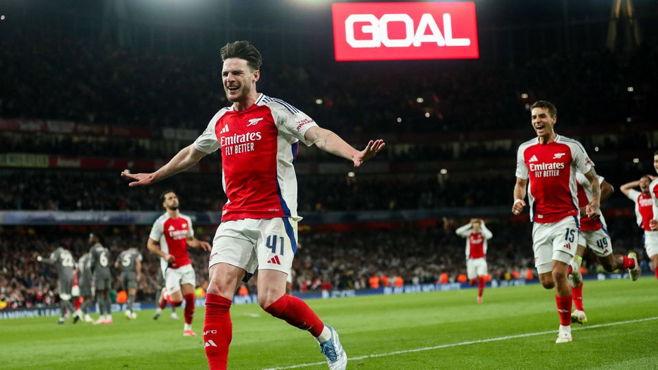 Declan Rice festeja golo frente ao Real Madrid