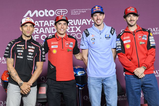 Jorge Martin, Marc Márquez, Álex Márquez e Francesco Bagnaia em conferência de imprensa