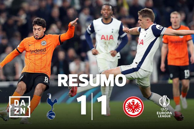Dois golaços no empate entre E. Frankfurt e Tottenham (resumo)