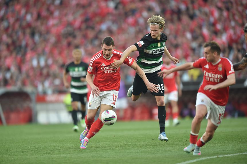 Hjulmand persegue Belotti no Benfica-Sporting da 33.ª jornada da Liga 2024/2025