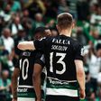 Sokolov e Pauleta a representar o Sporting