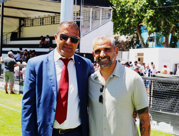 Rui Borges com o presidente do Mirandela, Carlos Correia - Foto: SC MIRANDELA