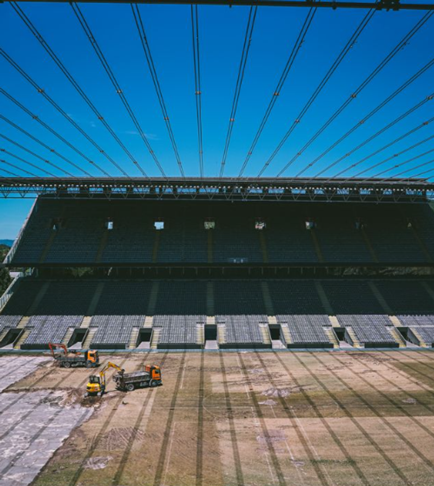Estádio Municipal de Braga recebe pela primeira vez, um relvado híbrido.
Foto: SC Braga