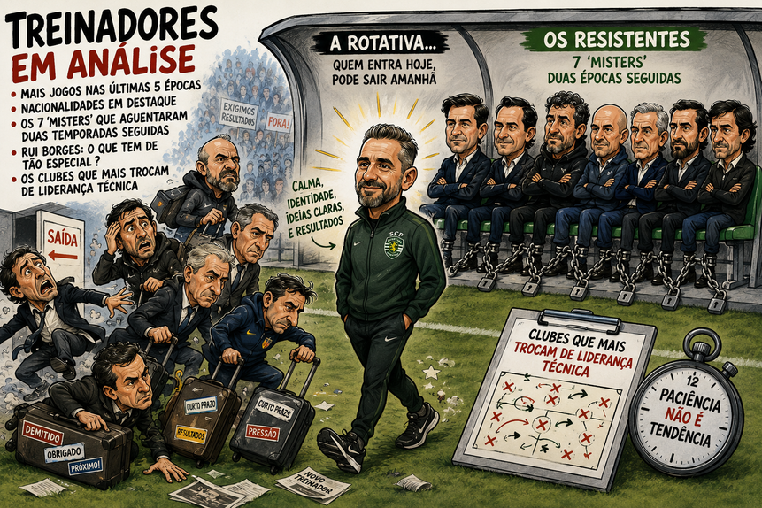 Rotação de treinadores em Portugal (imagem gerada pelo Chatgpt)
