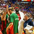 Seleção Nacional de basquetebol masculino (com Neemias Queta) no jogo particular com Espanha, de preparação para o Eurobasket2025. Foto FPB