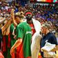 Seleção Nacional de basquetebol masculino (com Neemias Queta) no jogo particular com Espanha, de preparação para o Eurobasket2025. Foto FPB