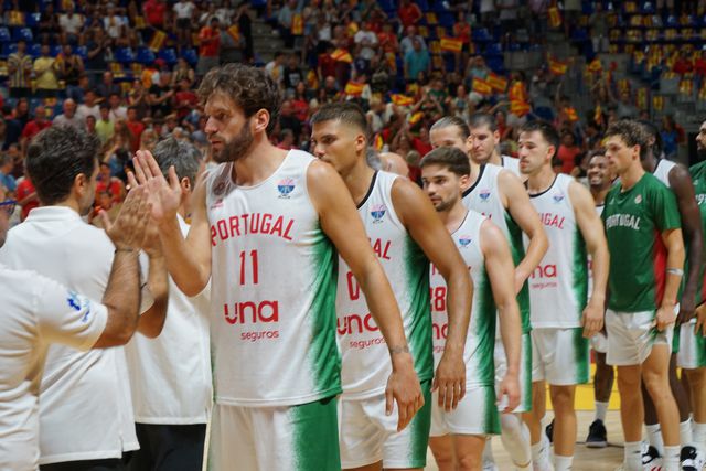 Seleção Nacional de basquetebol, em jogo de preparação para o Eurobasket2025. Foto FPB