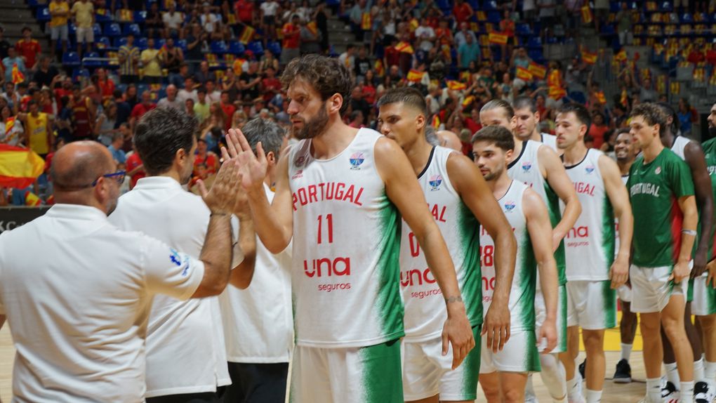 Seleção Nacional de basquetebol, em jogo de preparação para o Eurobasket2025. Foto FPB