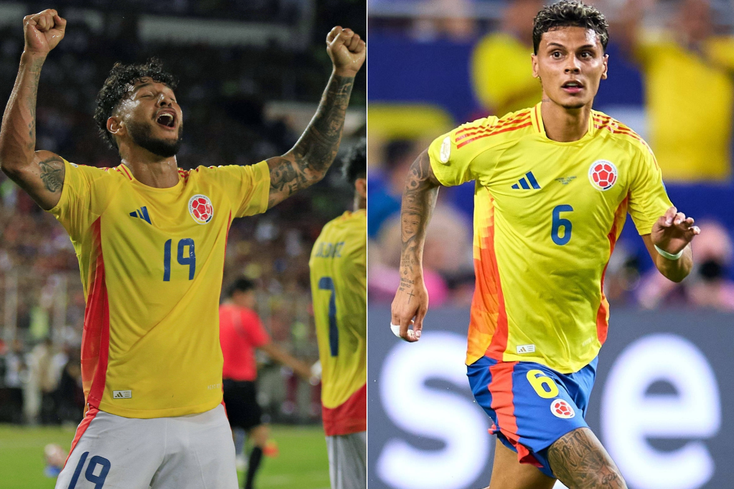 Luis Suárez e Richard Ríos ao serviço da Colômbia - Fotos: IMAGO