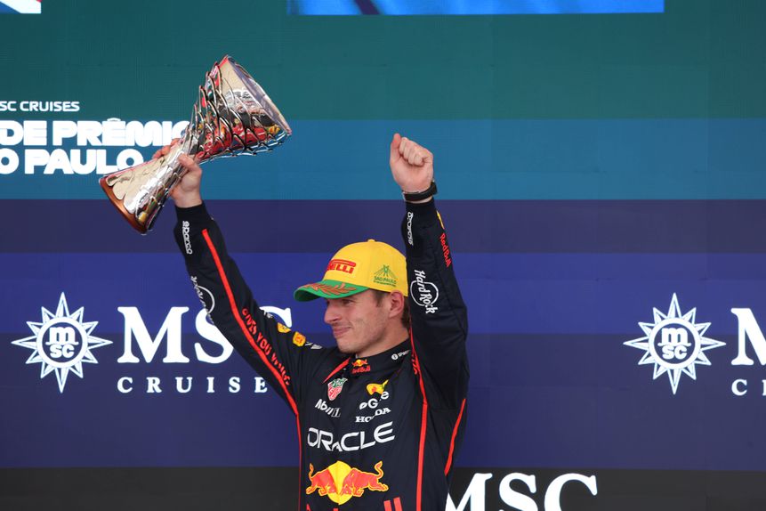 Max Verstappen no pódio do GP do Brasil