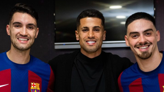 Cancelo foi ver o futsal do Barcelona e apoiar dois compatriotas
