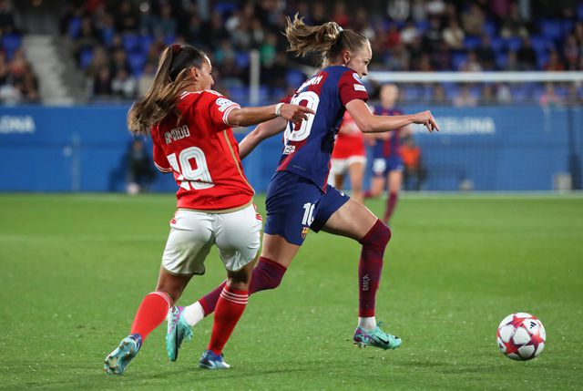 O Benfica enfrenta um teste árduo frente ao Barcelona, um dos mais fortes candidatos à conquista da Champions feminina. Foto: IMAGO