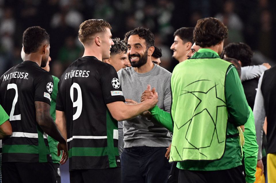 Ruben Amorim e Gyokeres quando o técnico ainda orientava o Sporting