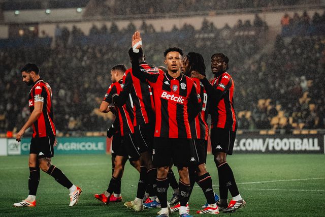 Festejos dos jogadores do Nice frente ao Nantes - Foto: Nice/X