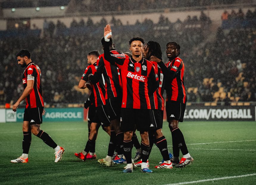 Festejos dos jogadores do Nice frente ao Nantes - Foto: Nice/X