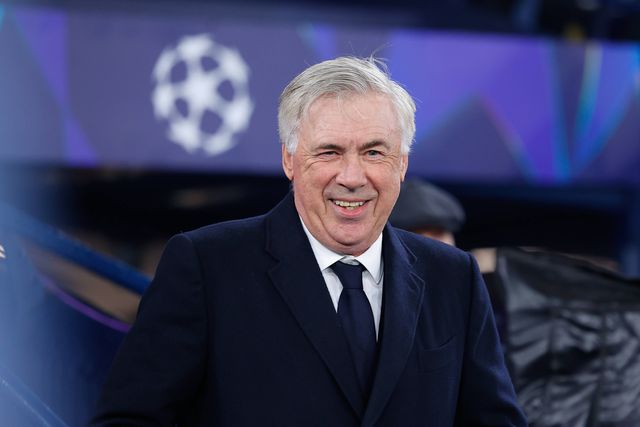 Carlo Ancelotti, treinador do Real Madrid, sorridente