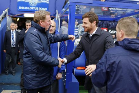 Harry Redknapp, no QPR, a falar com André Villas-Boas, no Tottenham
