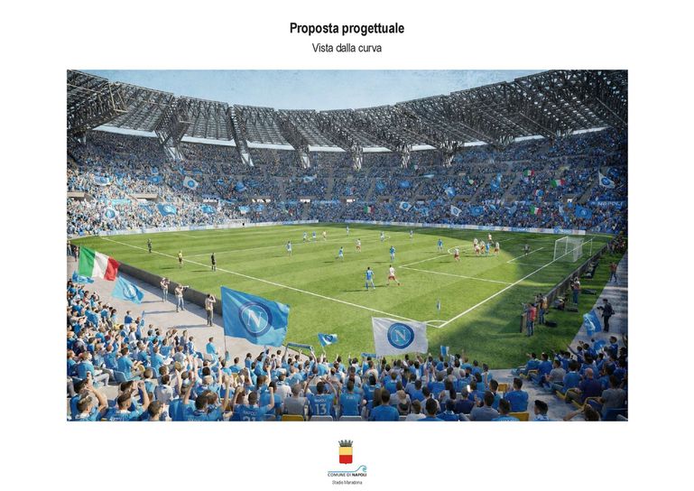Projeto de requalificação do Estádio Diego Armando Maradona, casa do Nápoles - Foto: Autarquia de Nápoles/Facebook