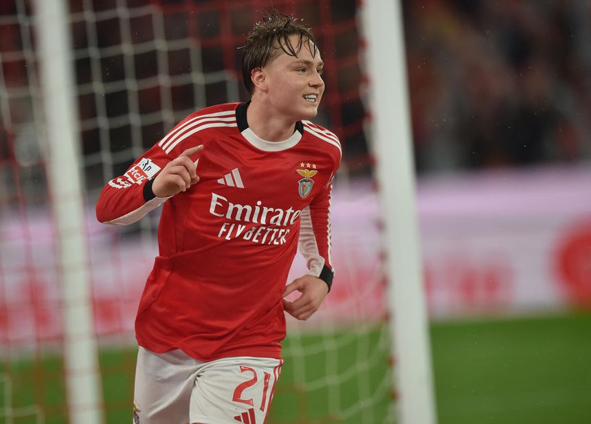 Andreas Schjelderup, extremo do Benfica (foto: Miguel Nunes)