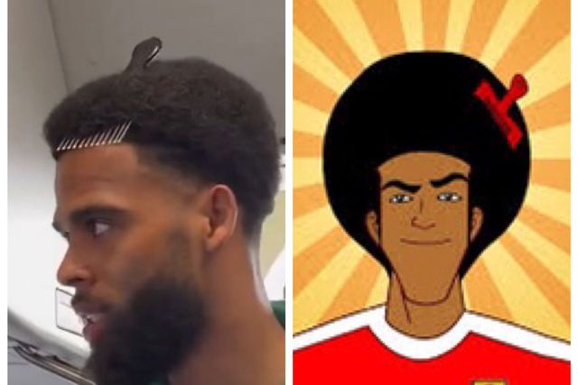 St. Juste com um pente na cabeça, tal como Joe Canhota, dos Super Strikas