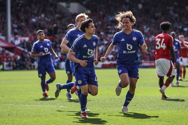 Festejos do Leicester frente ao Nottingham Forest