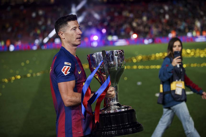 Lewandowski na festa do Barcelona