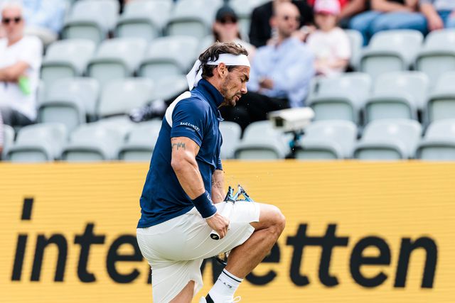 Fabio Fognini partiu a raquete durante o encontro (IMAGO)